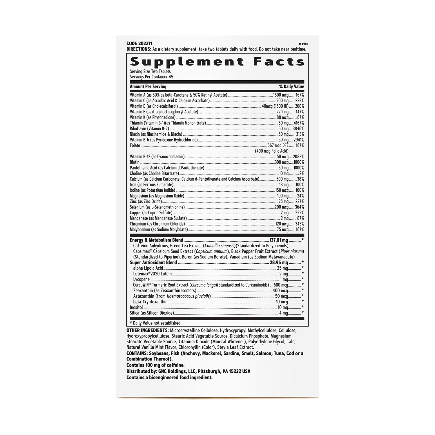 فيتامينات متعددة للطاقة والتمثيل الغذائي للنساء من جي إن سي