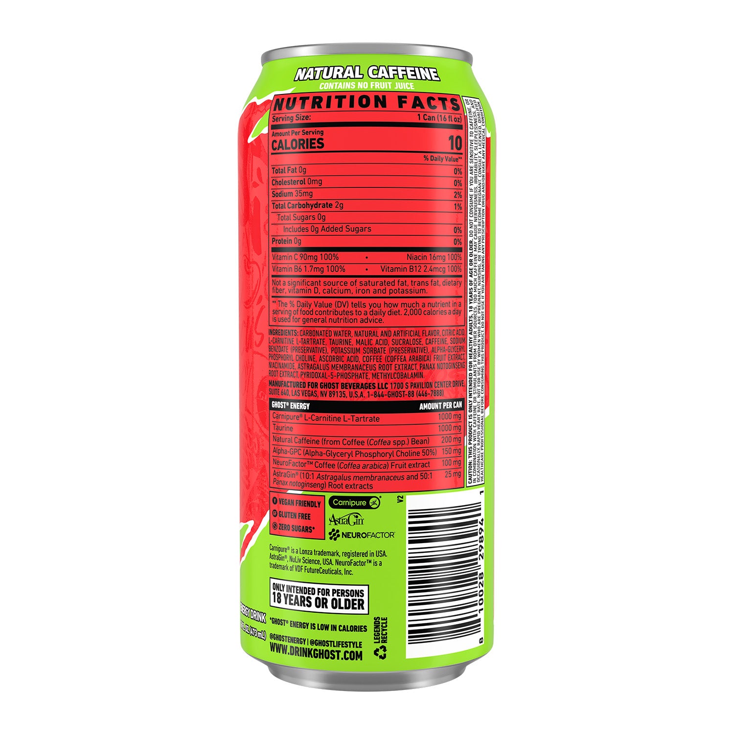 مشروب الطاقة GHOST® خالي من السكر 473 مل