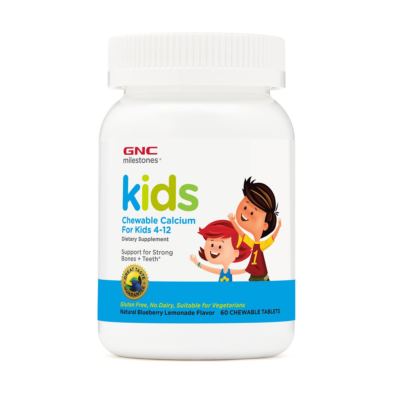 كالسيوم GNC Milestones® للأطفال من عمر 4 إلى 12 عامًا قابل للمضغ