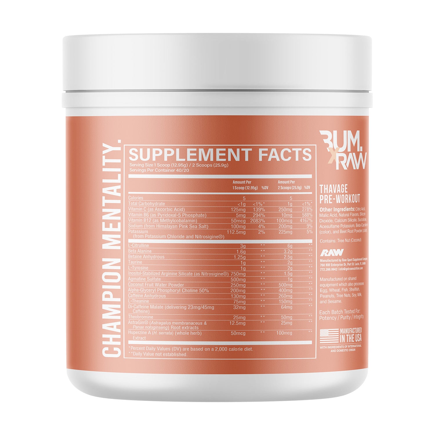 RAW Nutrition BUM Thavage قبل التمرين