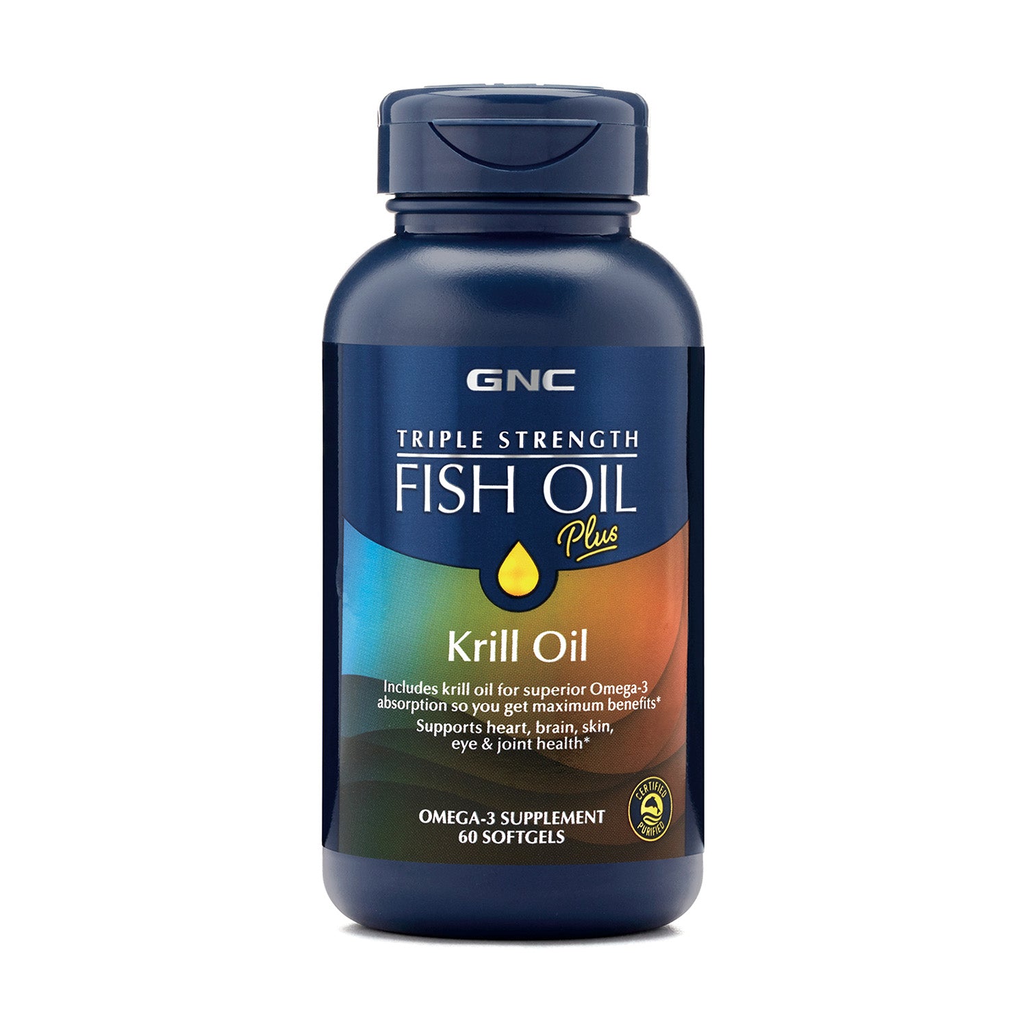 زيت السمك ثلاثي القوة من جي إن سي بالإضافة إلى زيت الكريل