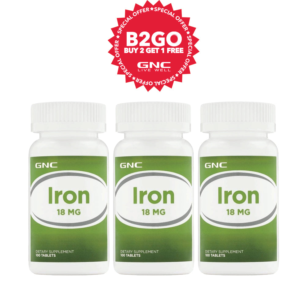 حديد GNC 18 ملغ (اشترِ 2 واحصل على 1 مجانًا)