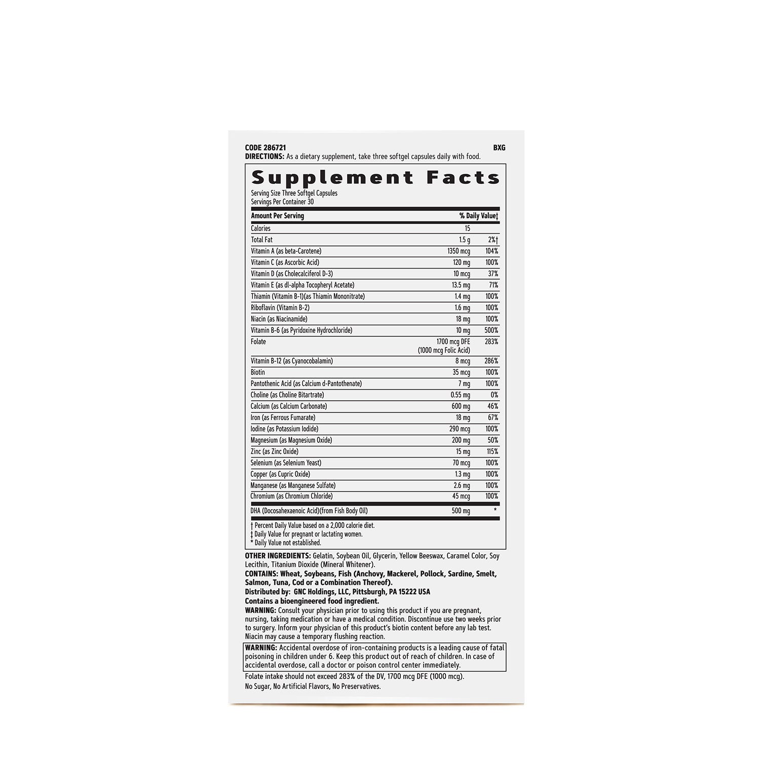 GNC Women's Prenatal Multivitamin with DHA & Iron