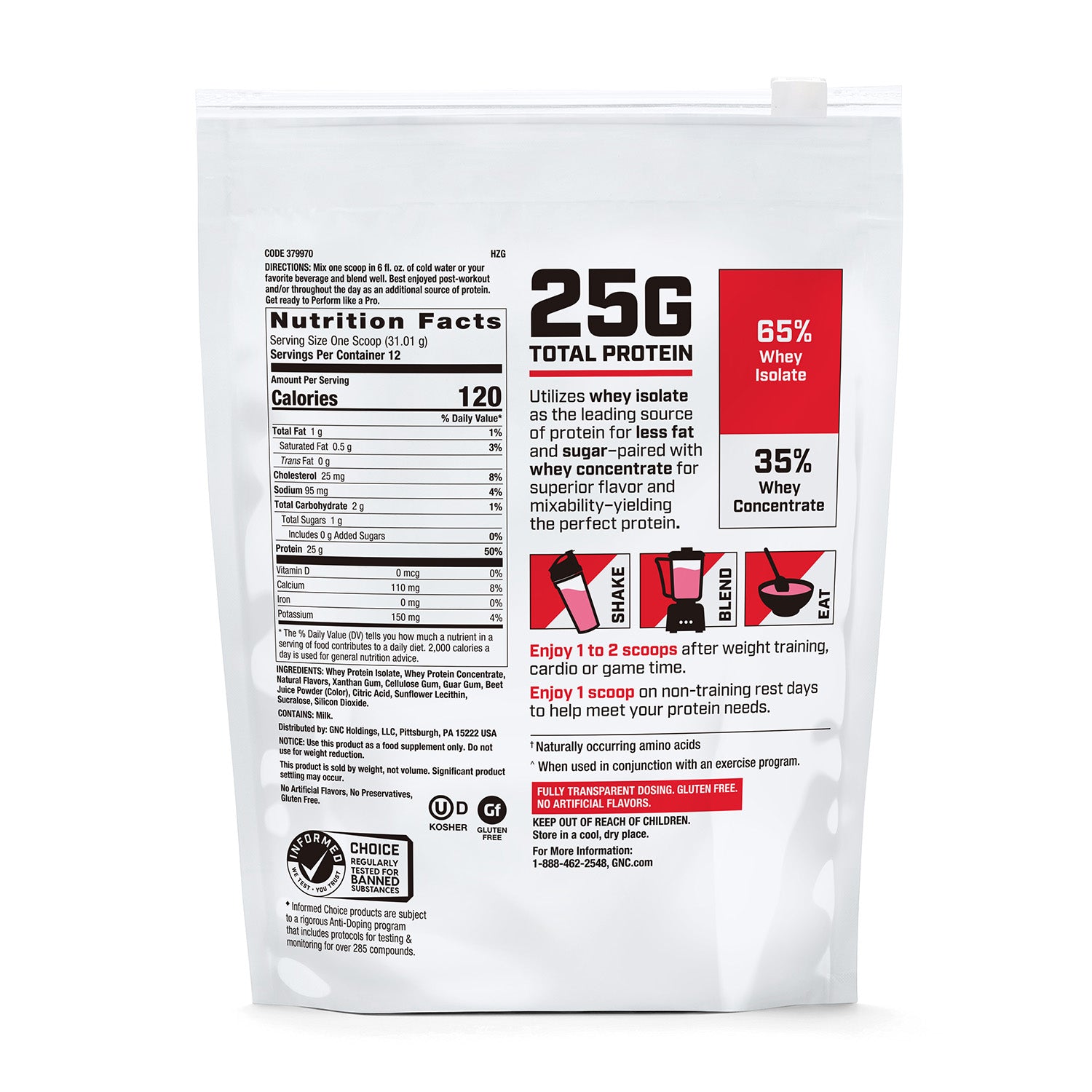 GNC Pro Performance® 100% Whey (EXPIRY JULY 2026)