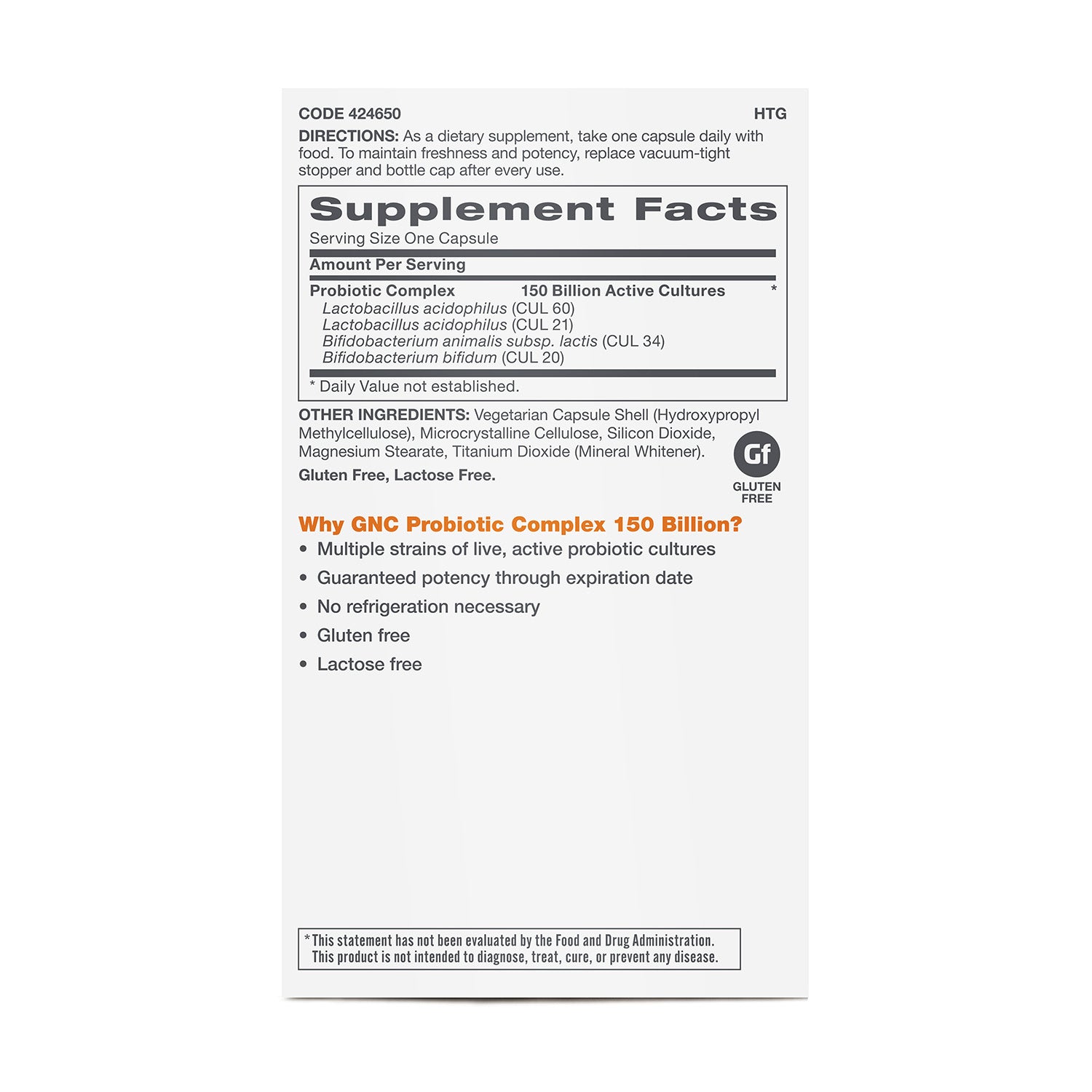 GNC Probiotic Complex Extra Strength 150 Billion CFUs