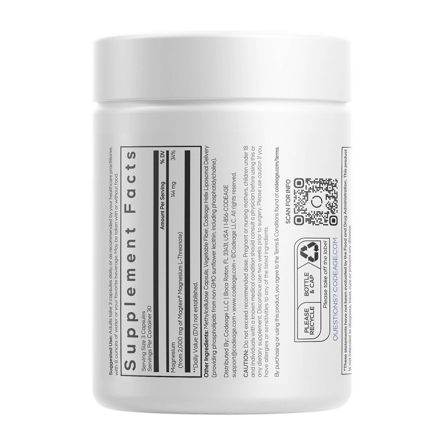 Codeage Liposomal Magnesium L-Threonate