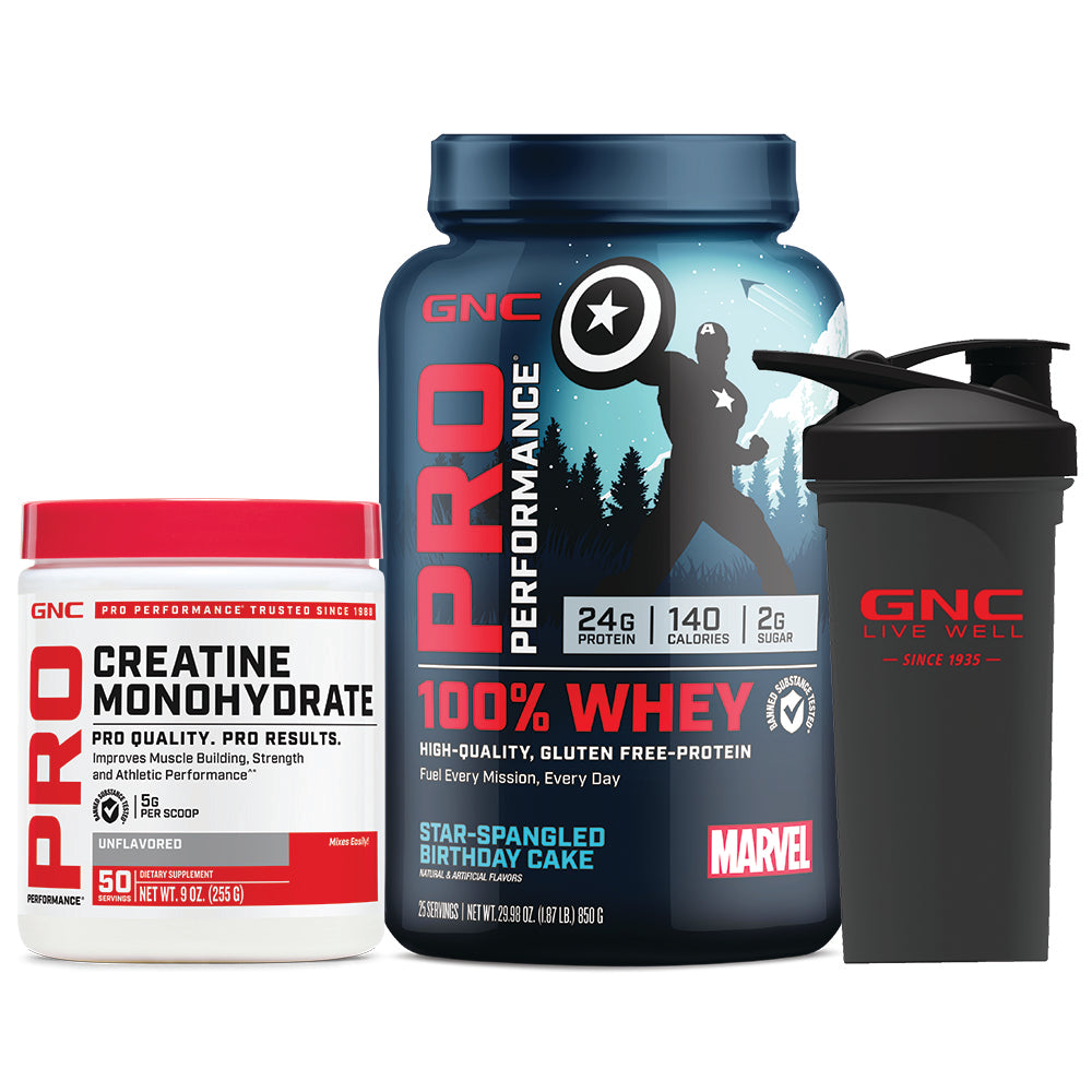 GNC Pro Performance® 100% Whey Marvel Bundle